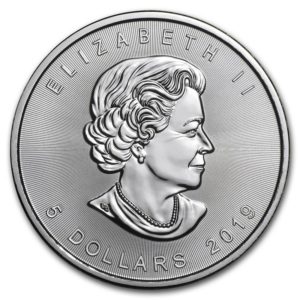 Moneda Maple Leaf canadiense de Plata 1 oz 2019